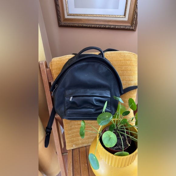 Matt & Nat Vegan Leather Mini Backpack with Front Pocket and Silver Details - Picture 2 of 11